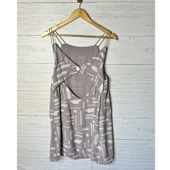 Silence + Noise Dress Womens SZ Large Ella Printed Crepe Mauve Geometric Button - Picture 9 of 16